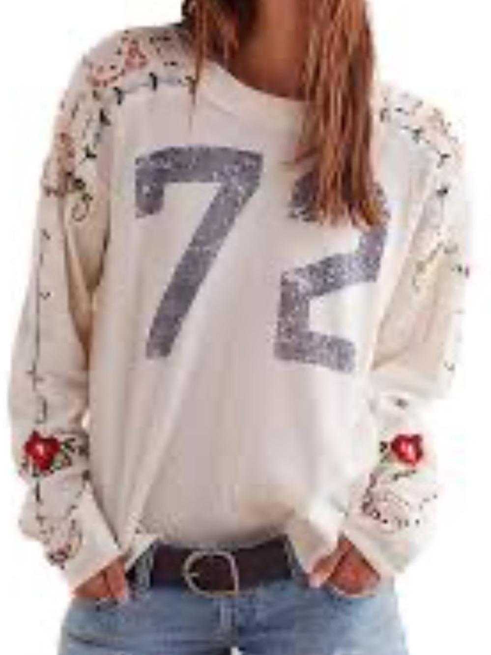 Free People White Vintage '72 Lace Sleeve Embroidered top